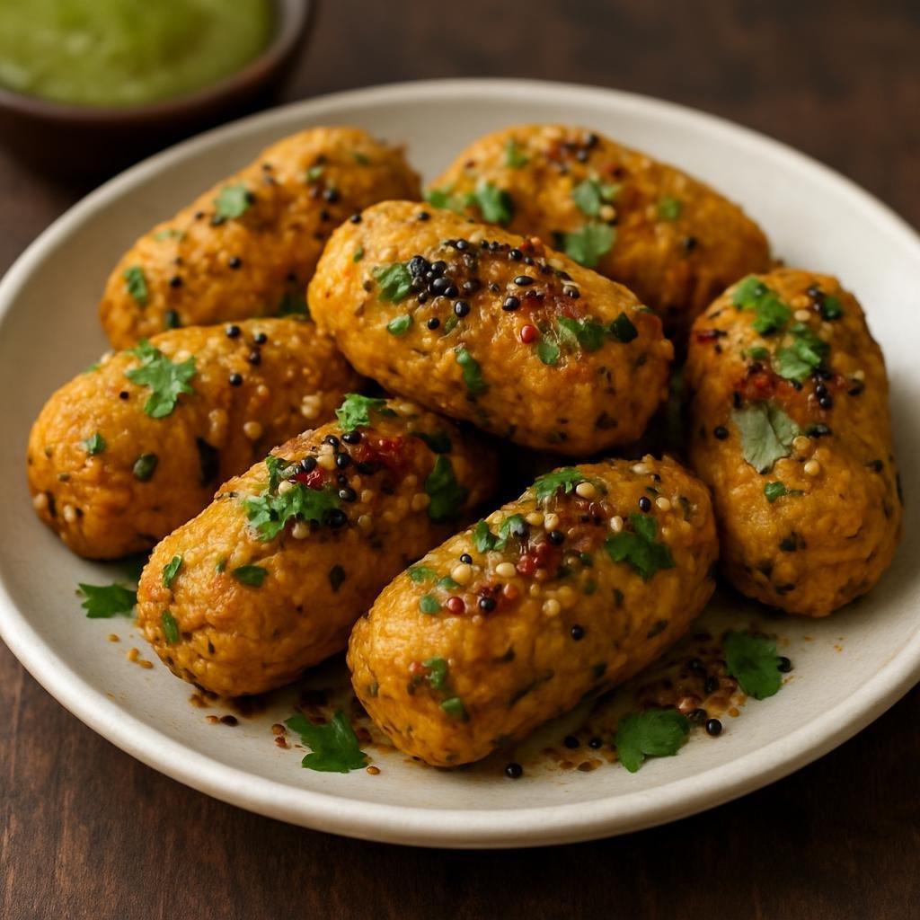 Entree: India – Chhattisgarh – मुठिया ➤ Muthia (Steamed spiced gram-flour and vegetable dumplings often finished with a light tempering) recipe