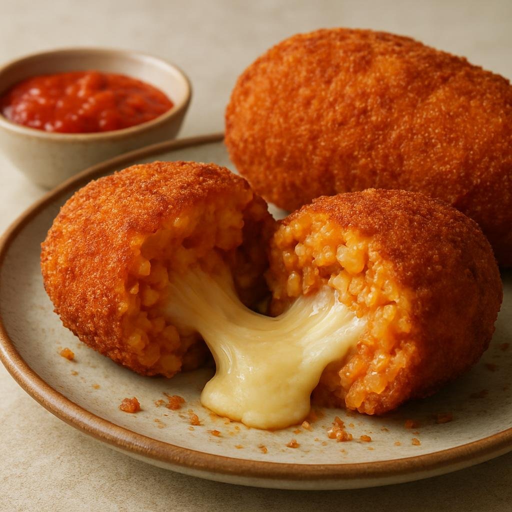 Entree: Italy – Lazio / Rome – Supplì al Telefono (Roman fried rice croquettes filled with melting mozzarella) recipe