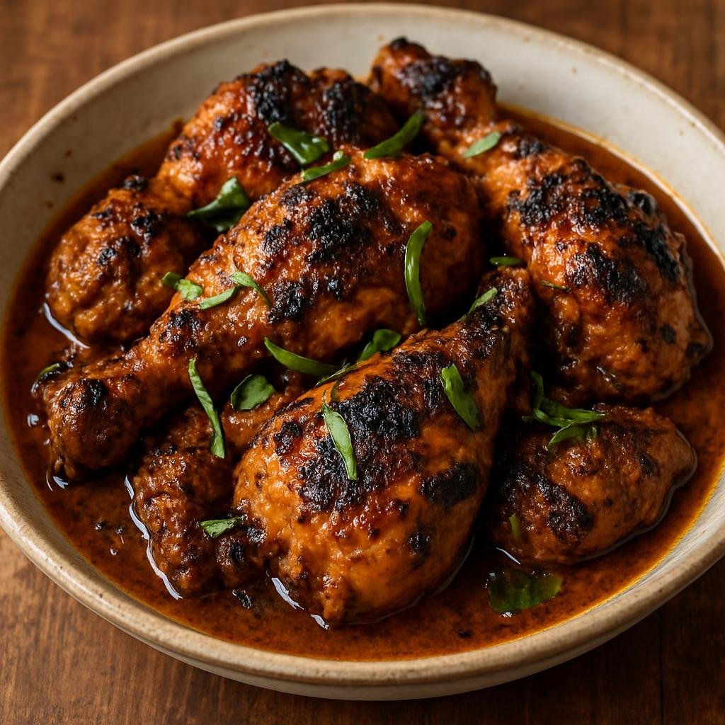 Entree: Indonesia – Flores & Timor – Kolo Ayam (Regional Flores and Timor spiced chicken simmered in coconut and tamarind then finished over high heat for char) recipe