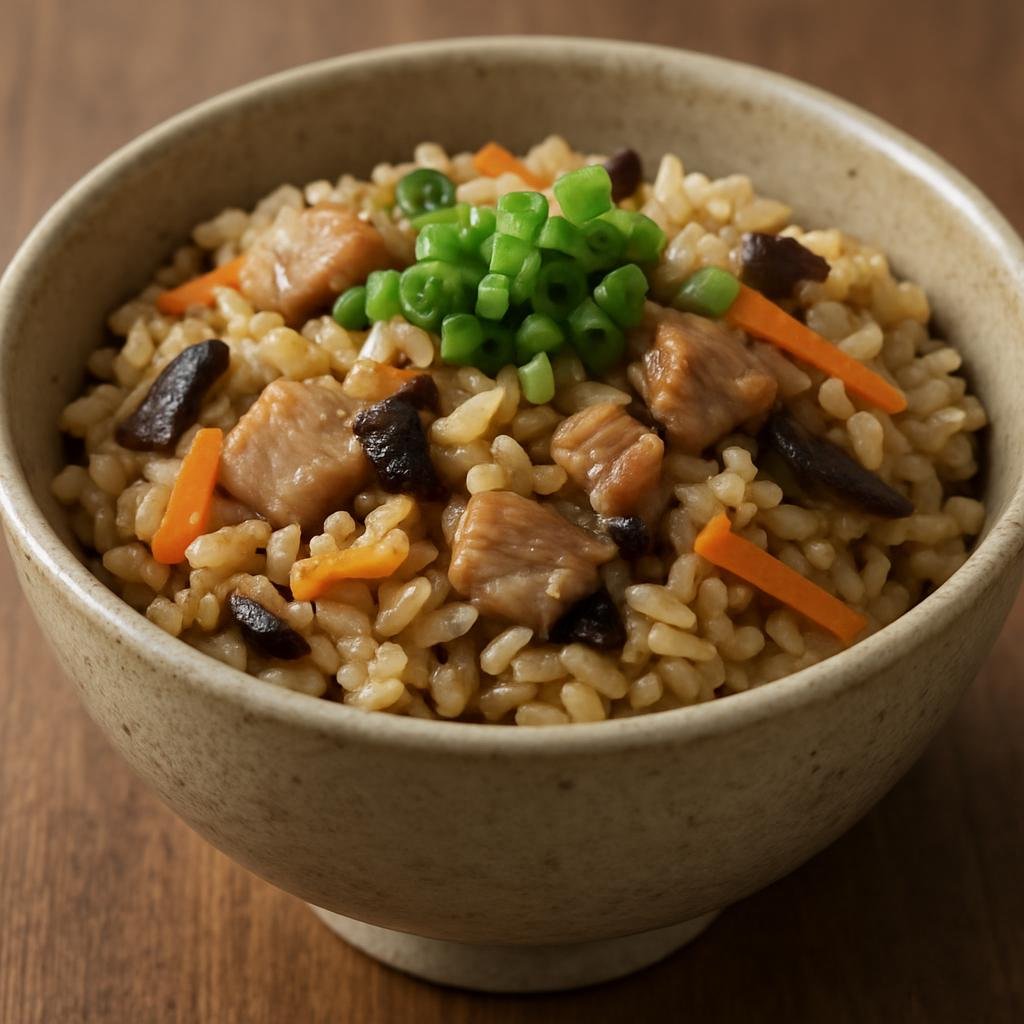 Entree: Japan – Okinawa – ジューシー ➤ Jūshī (Okinawan seasoned mixed rice cooked with pork and vegetables) recipe