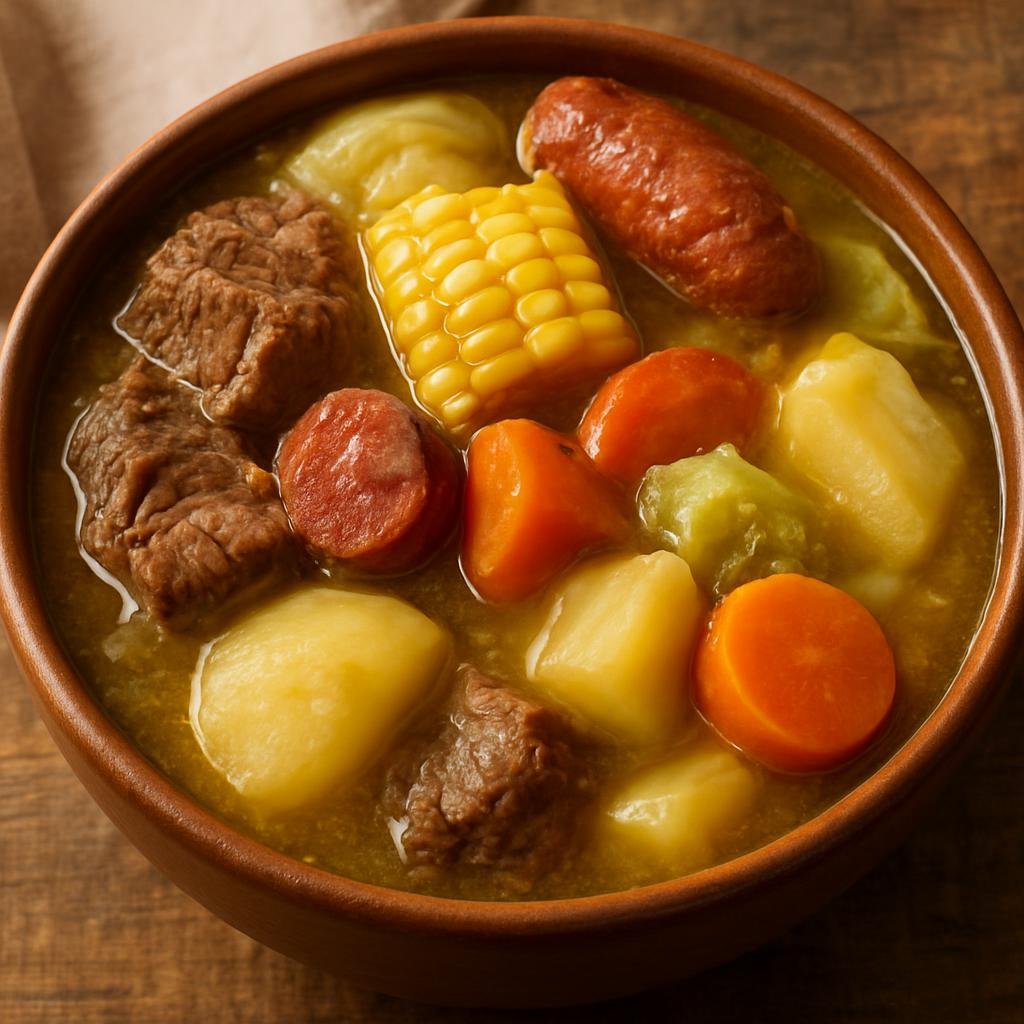 Entree: Argentina – Pampas – Puchero (Hearty Argentine stew of beef, cured sausage, and root vegetables simmered in a savory broth) recipe