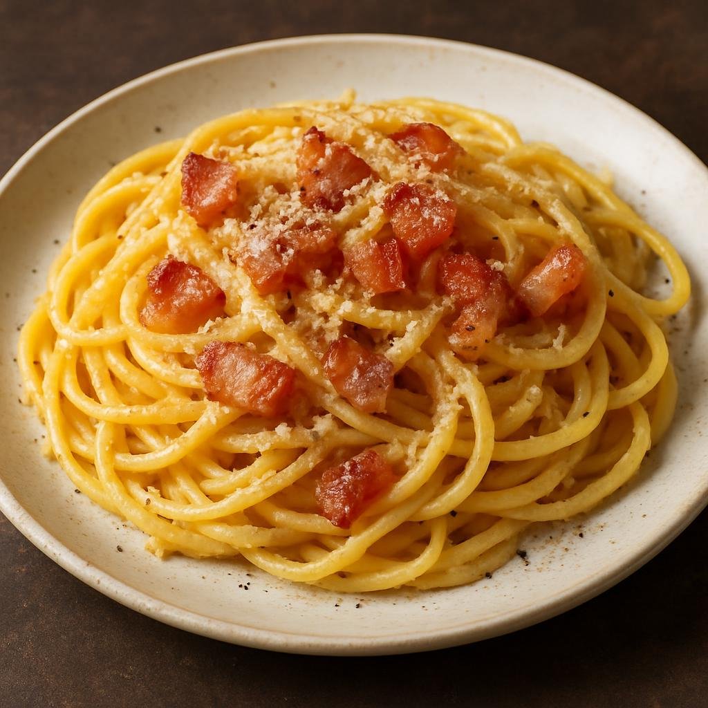 Entree: Italy – Lazio / Rome – Pasta alla Gricia (Classic Roman pasta tossed with guanciale, Pecorino Romano, and black pepper) recipe