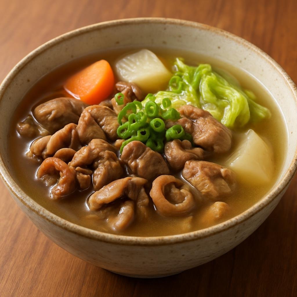 Entree: Japan – Okinawa – 中味汁 ➤ Nakami-jiru (Hearty Okinawan soup of simmered pork offal and vegetables in a light dashi broth) recipe