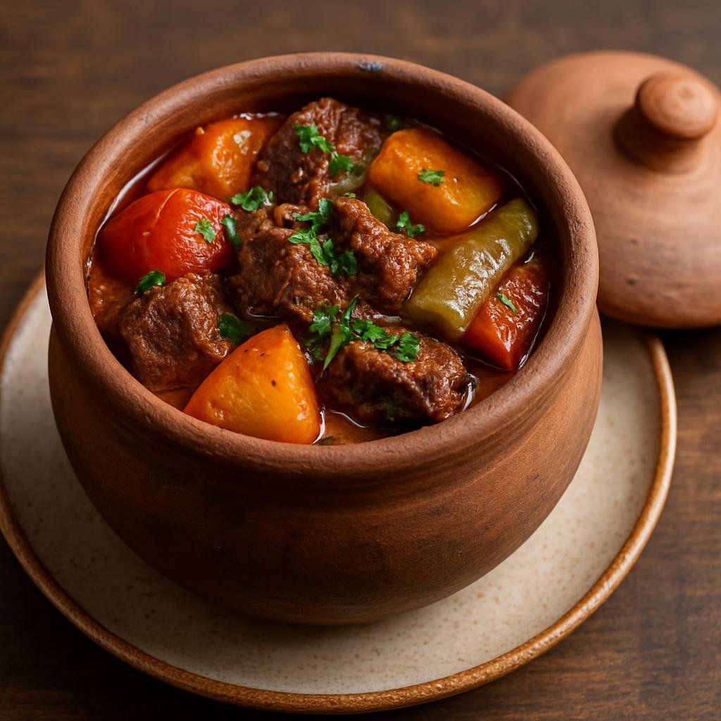 Entree: Turkey – Ottoman Palace Cuisine – Testi Kebabı (Slow-braised meat and vegetables sealed and cooked in a clay pot) recipe