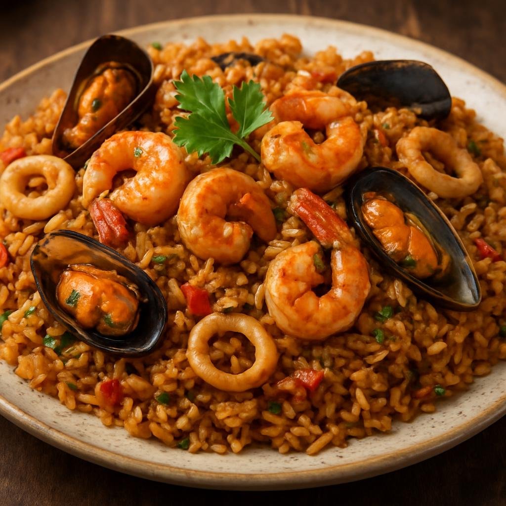 Entree: Colombia – Pacific Coast – Chaulafán de Mariscos (Pacific Colombian seafood fried rice with mixed shellfish and aromatic seasonings) recipe