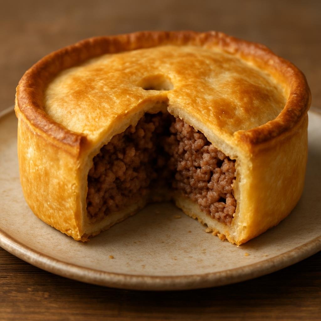 Entree: United Kingdom – Scotland Lowlands – Scotch Pie (Small double-crust savory meat pie traditionally filled with seasoned minced mutton or beef) recipe