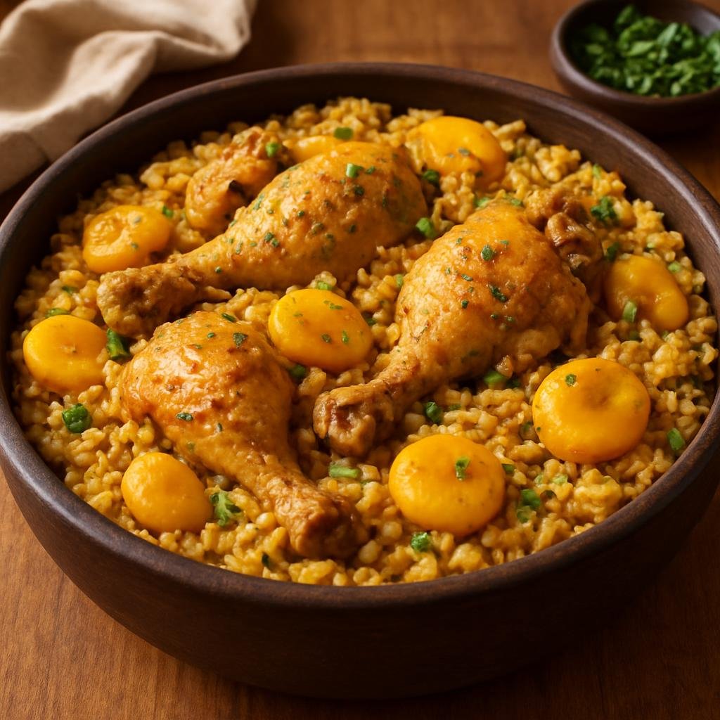 Entree: Brazil – Mato Grosso – Galinhada (One-pot Brazilian chicken and rice cooked with regional seasonings, often including pequi) recipe