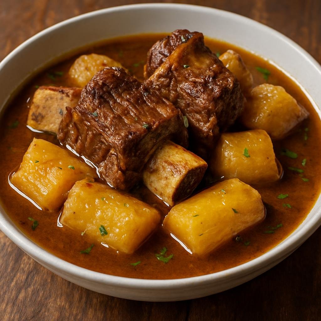 Entree: Brazil – Mato Grosso – Vaca Atolada (Slow-braised beef ribs with cassava in a rich savory broth) recipe