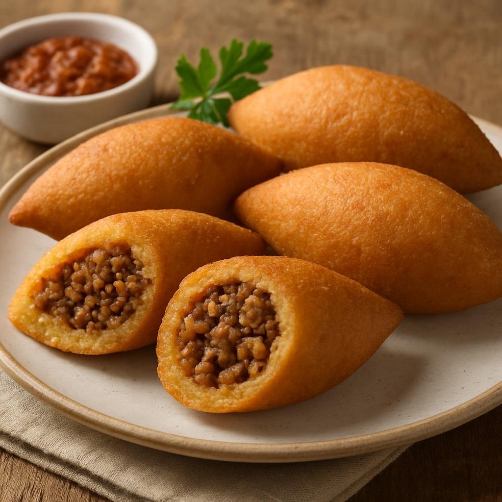 Entree: Turkey – Southeastern Anatolia – İçli Köfte (Torpedo-shaped bulgur shells filled with spiced minced meat and toasted nuts, typically boiled or fried) recipe