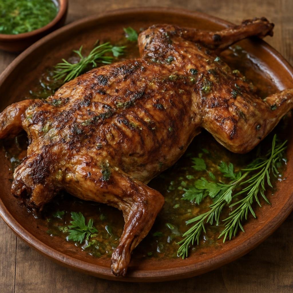 Entree: Spain – Extremadura – Cabrito Asado (Slow-roasted young goat seasoned with garlic, herbs, and olive oil until tender and golden) recipe