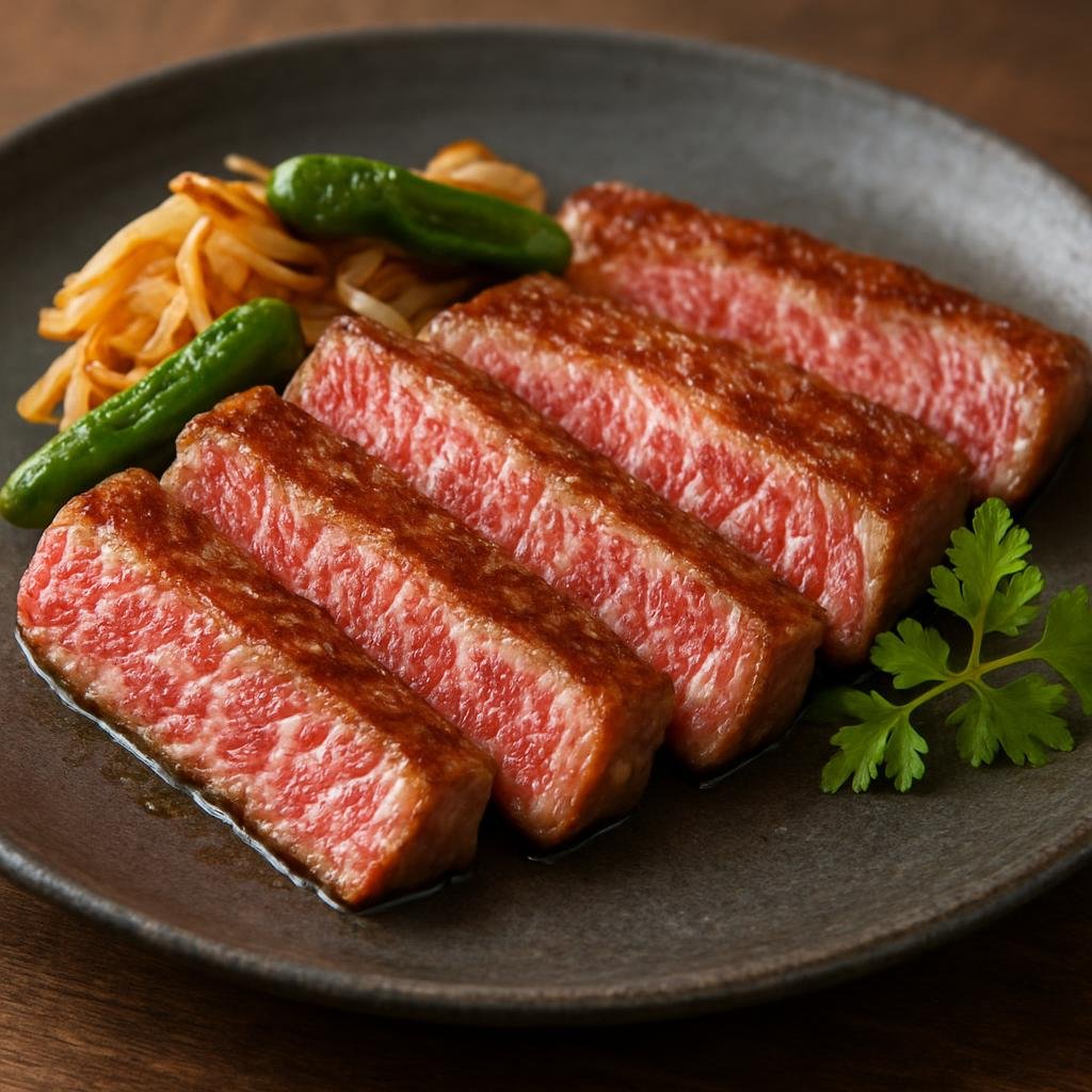 Entree: Japan – Shikoku – 香川オリーブ牛 ➤ Kagawa Orību-gyū (Premium marbled beef from Kagawa Prefecture raised on an olive-based diet, typically seared or grilled) recipe