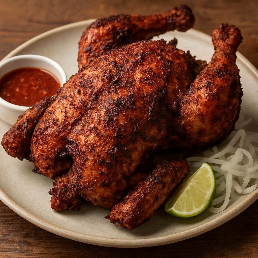 Entree: Pakistan – Punjab – لاہوری چرغہ ➤ Lahori Chargha (Whole Lahore‑style spiced, marinated and roasted or fried chicken served whole for tearing and sharing) recipe