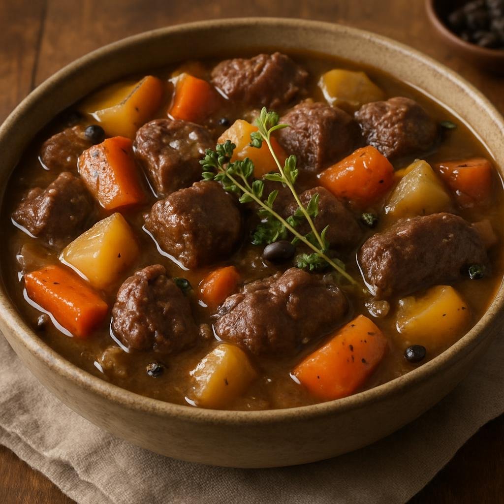 Entree: Canada – Prairies – Venison Stew (Hearty slow‑cooked stew of venison and root vegetables flavored with herbs and juniper) recipe