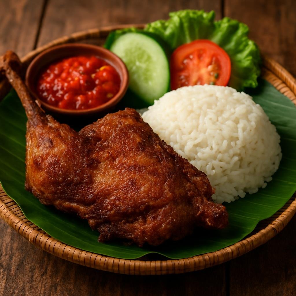 Entree: Indonesia – Indonesian Muslim Festival Cuisine – Bebek Goreng (Crispy spiced fried duck commonly served at Indonesian Muslim festivals) recipe