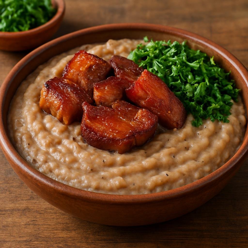 Entree: Brazil – Minas Gerais – Tutu de Feijão (Creamy mashed seasoned beans thickened with manioc flour, typically served with pork and greens) recipe