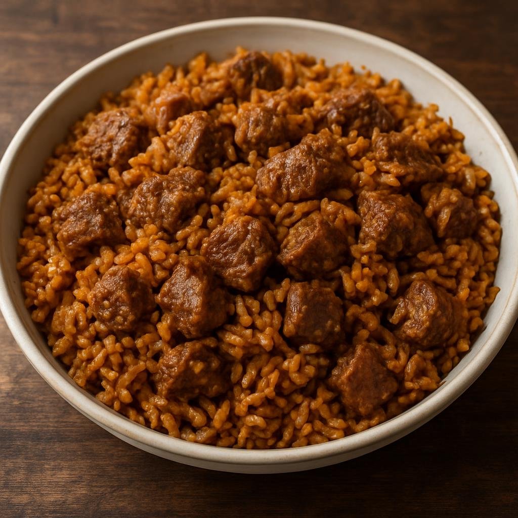 Entree: Ethiopia – Somali Ethiopian – Iskudheh Karis (Somali-style spiced rice and meat stew cooked together until fragrant and tender) recipe