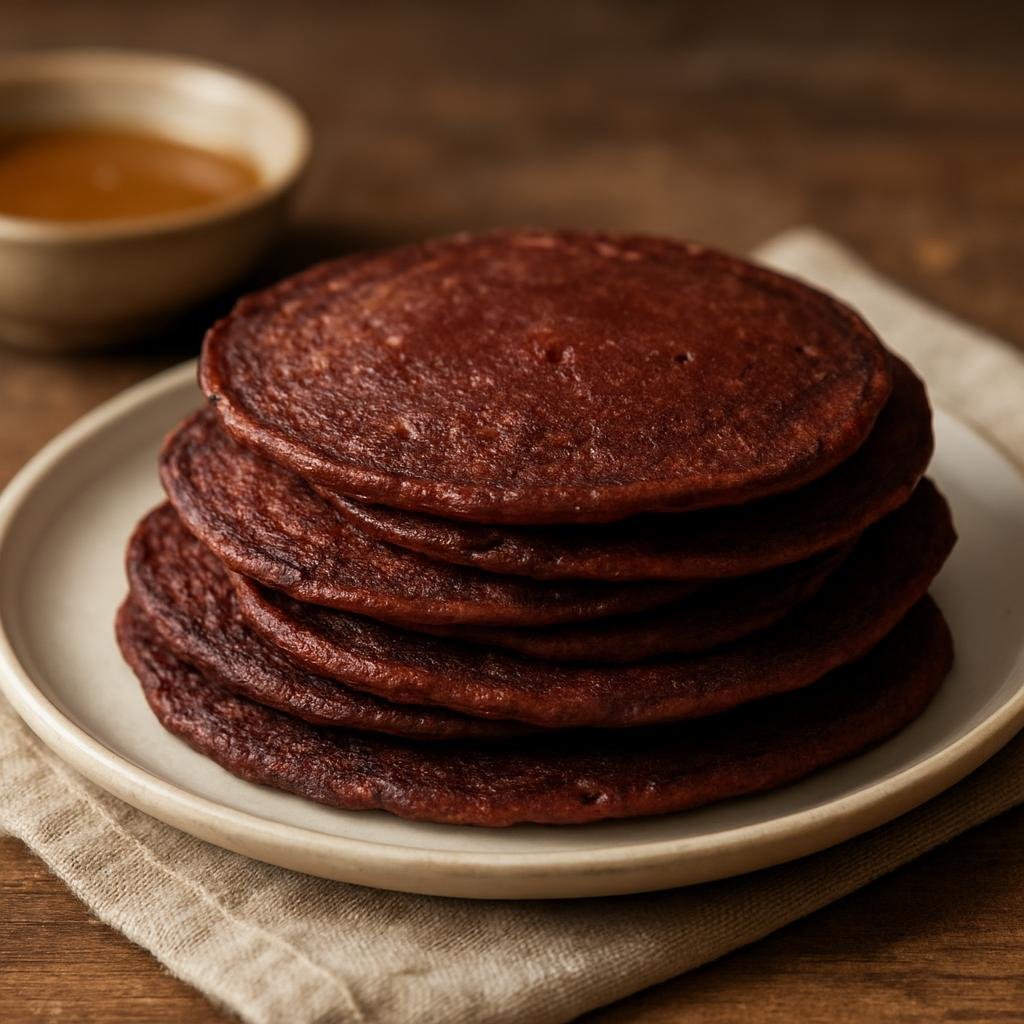 Entree: Spain – Galicia – Filloas de Sangre (Galician thin crepes made with pork blood, flour, milk, and eggs, pan-fried and served sweet or savory) recipe