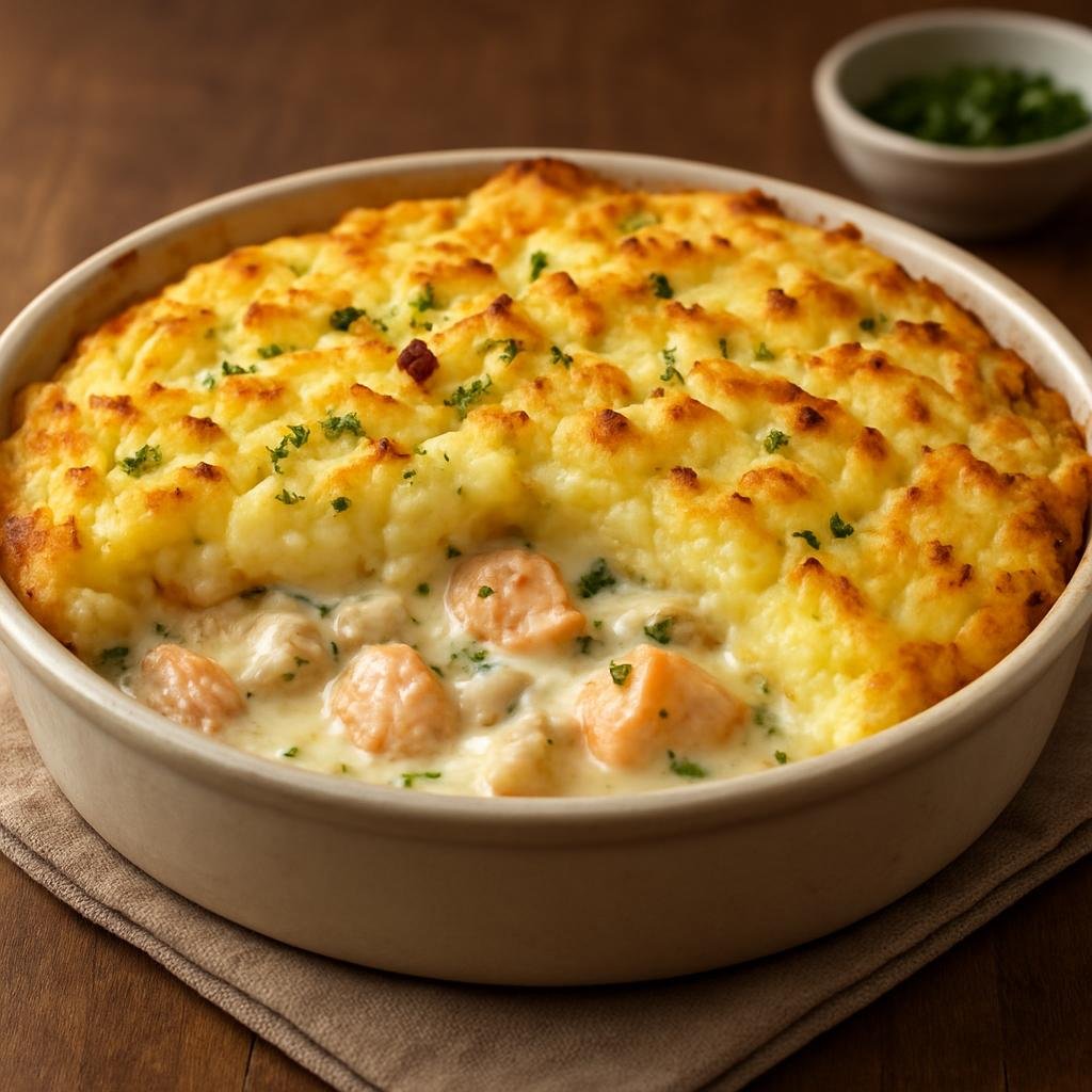 Entree: United Kingdom – Wales – Pembrokeshire Fish Pie (Creamy baked mixed fish pie topped with mashed potato) recipe
