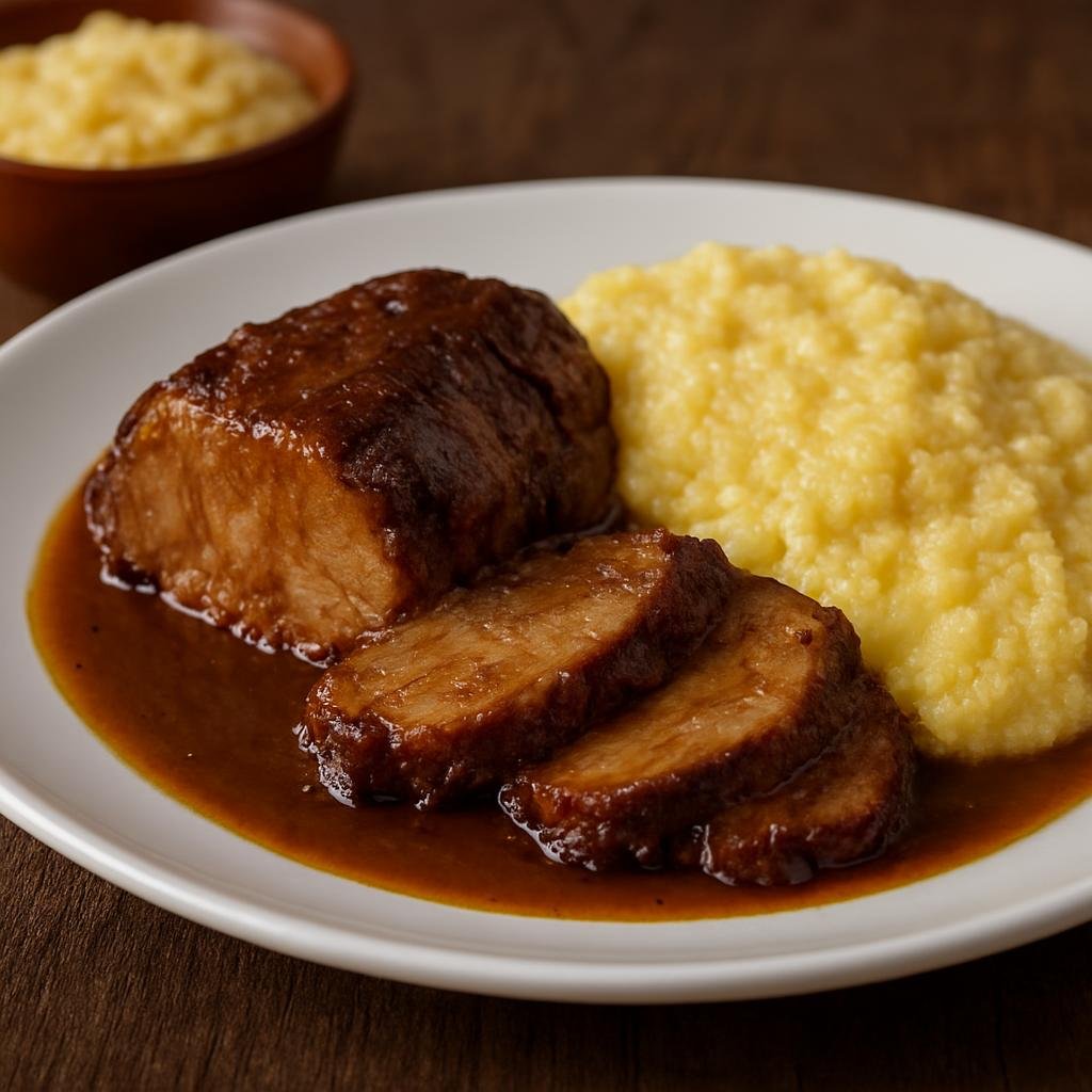 Entree: Brazil – Minas Gerais – Lombo de Porco com Fubá Suado (Braised pork loin served with slowly cooked creamy cornmeal (fubá) recipe