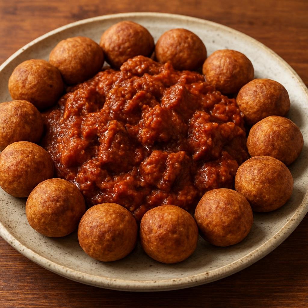 Entree: Ethiopia – Tigray – ትህሎ ➤ Tihlo (Roasted barley dough balls served with a spicy meat stew for communal eating) recipe