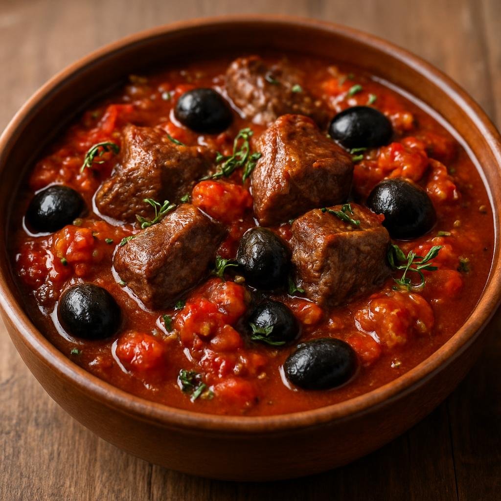 Entree: France – French Riviera – Daube Provençale (Slow-braised Provençal beef stew in red wine with herbs, tomatoes, and olives) recipe