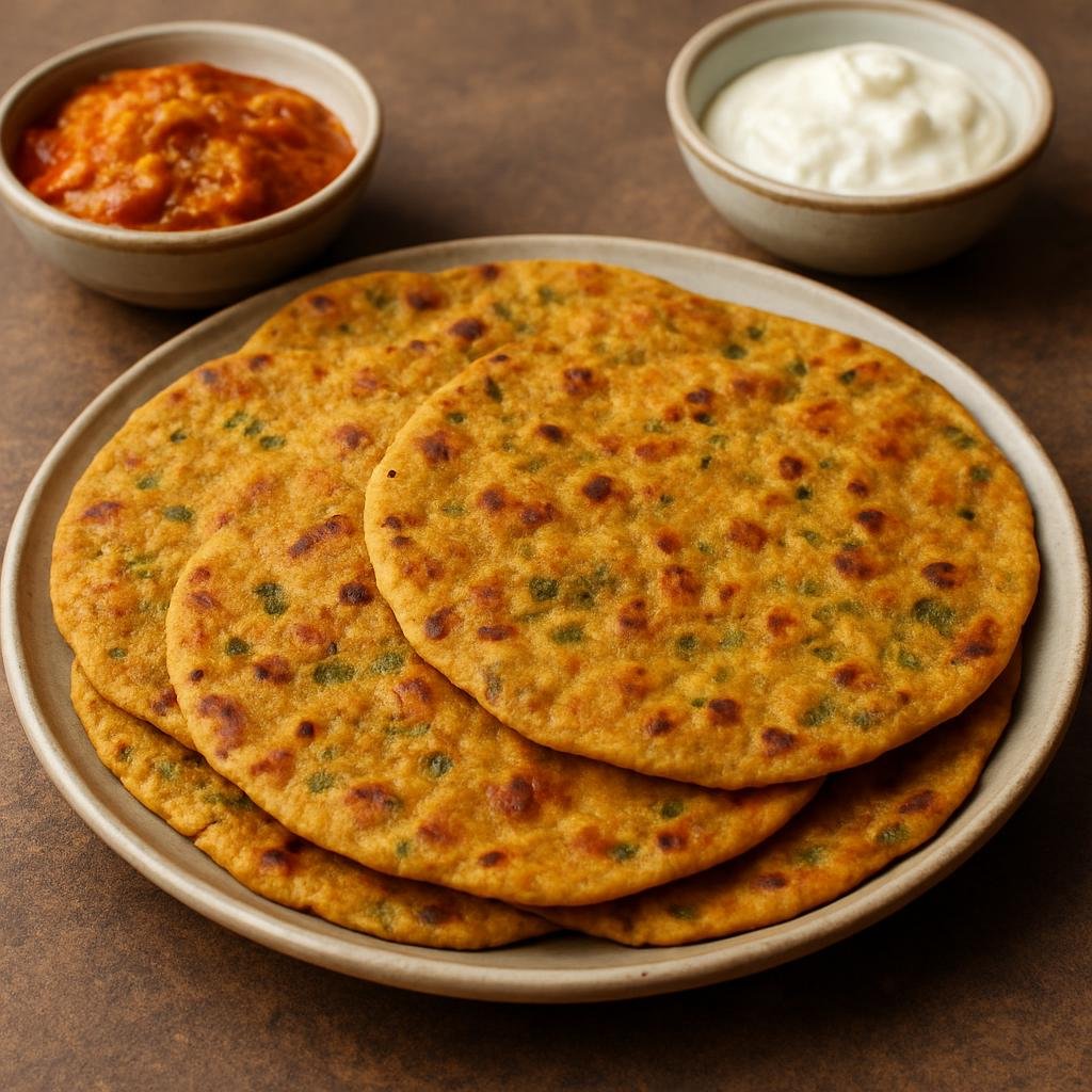 Entree: India – Gujarat – થેપલા ➤ Thepla (Savory Gujarati spiced flatbreads made from whole wheat and fenugreek) recipe