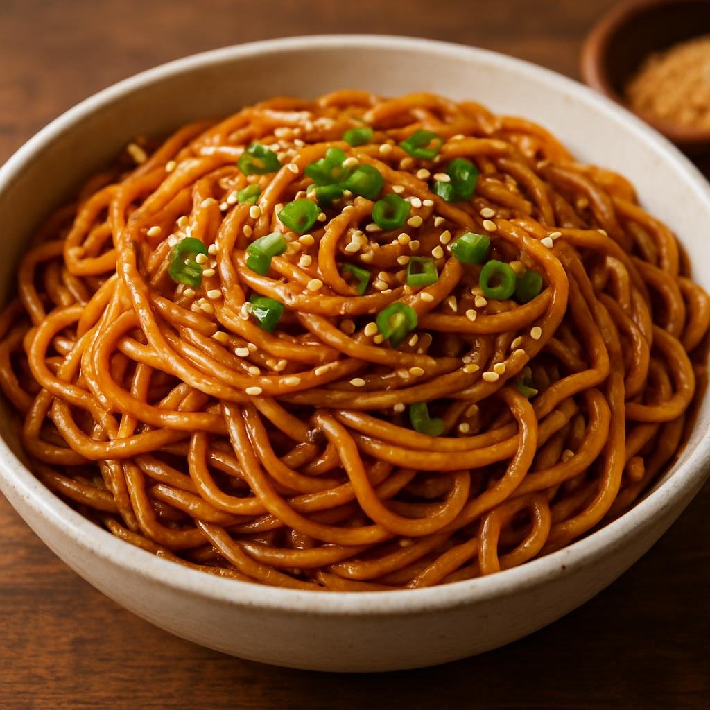 Entree: China – Hubei – 热干面 ➤ Rè gān miàn (Wuhan-style sesame-coated wheat noodles served hot and tossed without broth) recipe