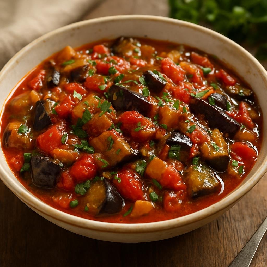 Entree: Russia – Southern Russia – аджапсандали ➤ adzhapsandali (Stewed summer vegetable medley of eggplant, peppers, tomatoes, and herbs) recipe