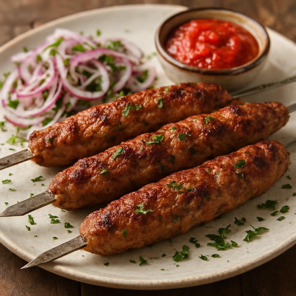 Entree: Russia – Southern Russia – люля-кебаб ➤ lyulya-kebab (Ground meat seasoned with herbs and spices, shaped onto skewers and grilled) recipe