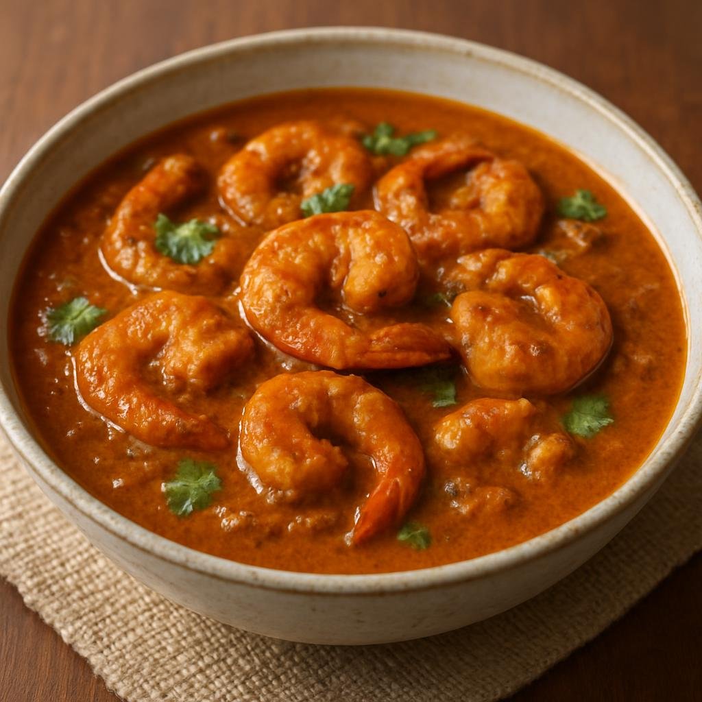 Entree: India – Parsi-Indian – કોલમીનો પાટીયો ➤ Kolmi No Pāṭiyo (Parsi-style spicy prawn curry in a tangy coconut-tamarind sauce) recipe
