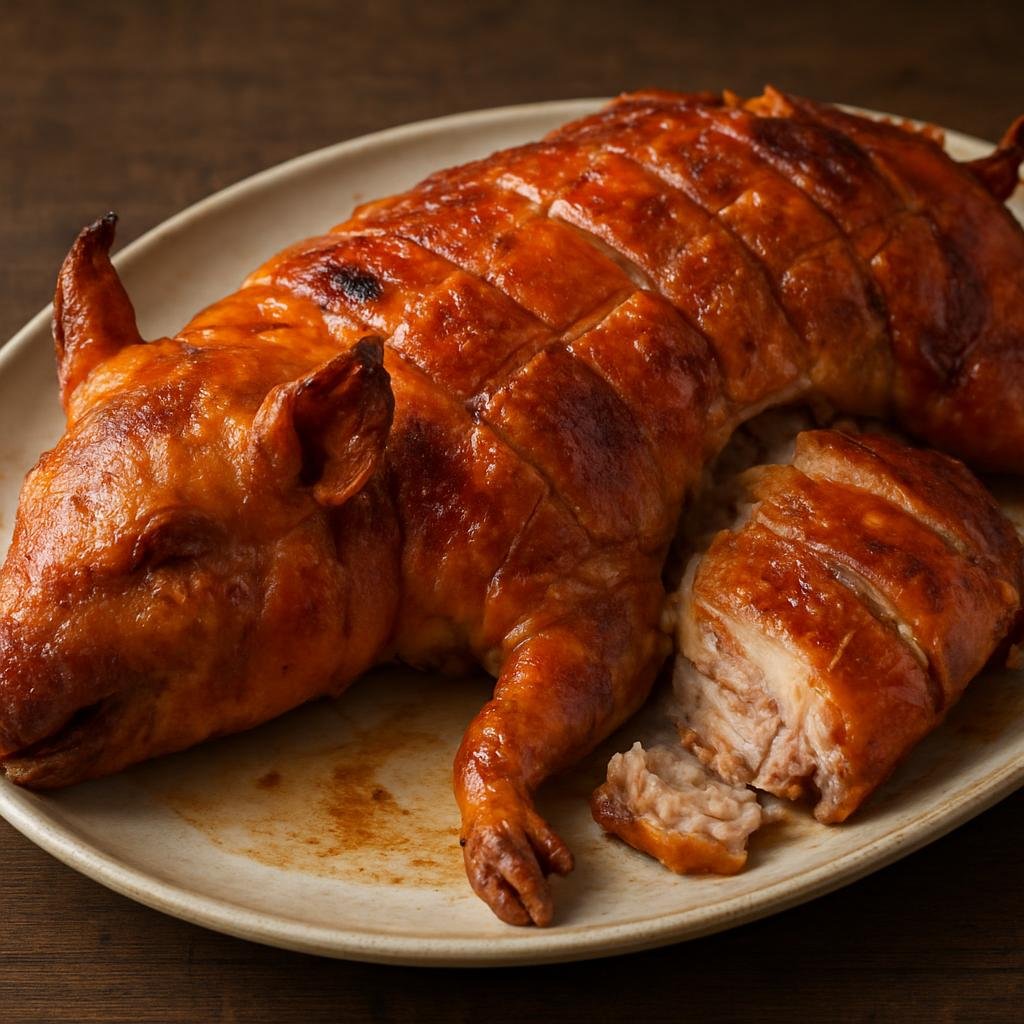 Entree: Spain – Madrid & Castile – Cochinillo Asado (Roast suckling pig with crisp crackling and tender meat, roasted slowly in the traditional Castilian style) recipe