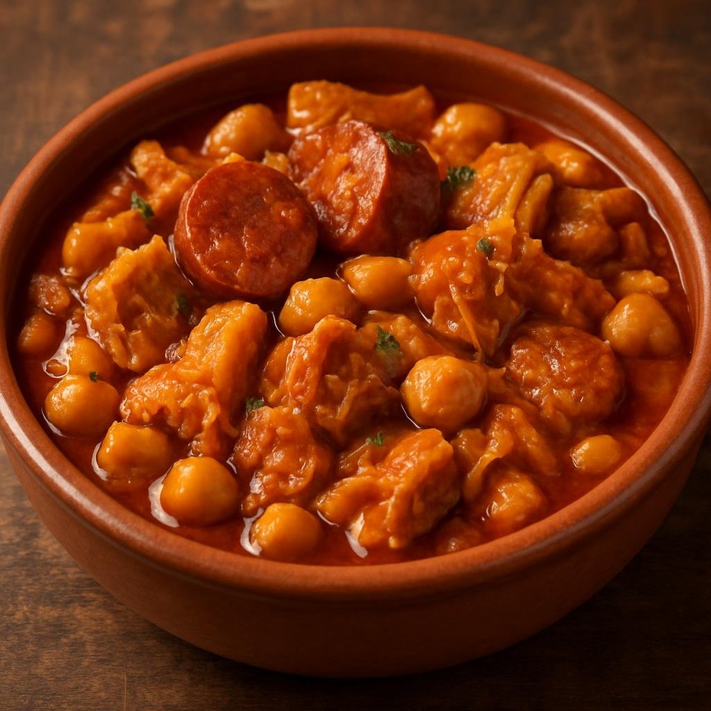 Entree: Spain – Madrid & Castile – Callos a la Madrileña (Madrid-style cow tripe stew with chorizo, chickpeas, and smoky paprika) recipe
