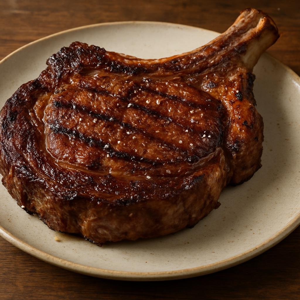 Entree: Spain – Madrid & Castile – Chuletón de Ávila (Large, simply seasoned grilled bone-in rib steak from Ávila) recipe