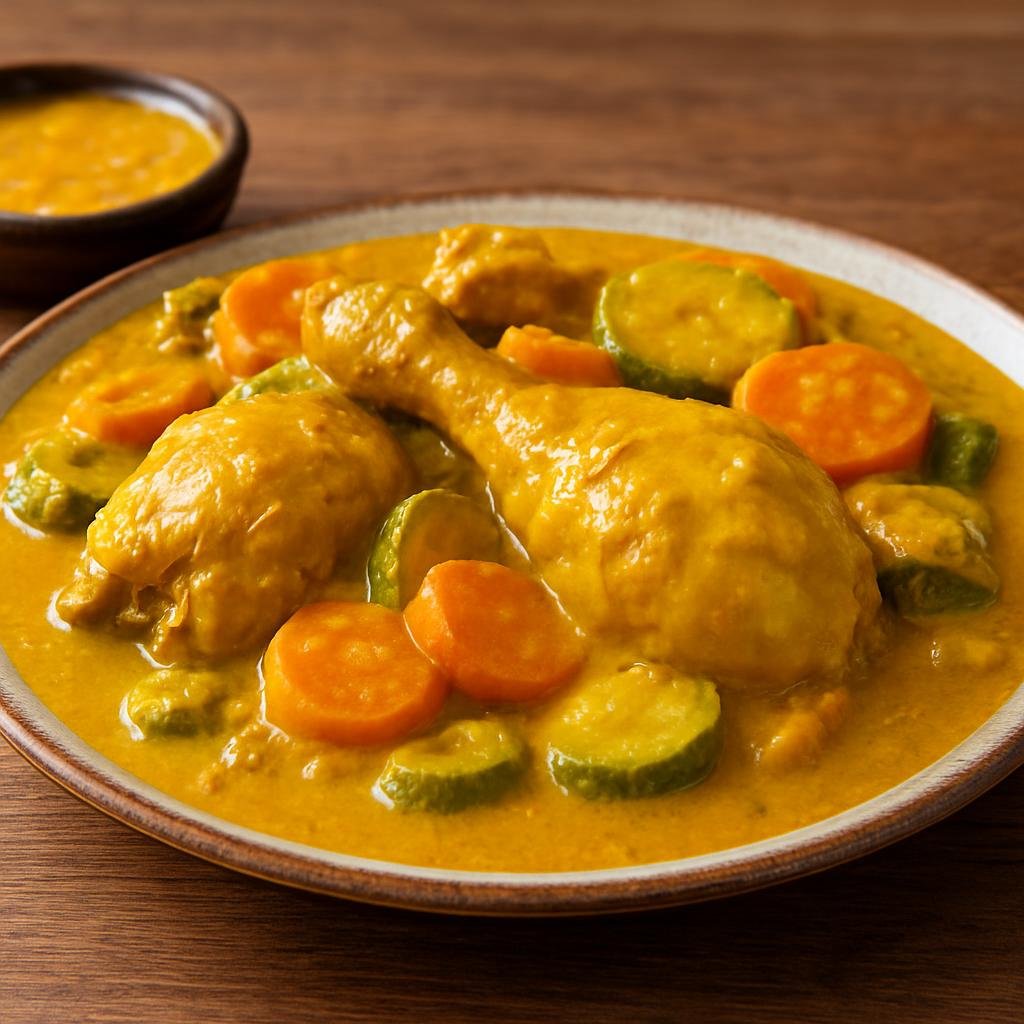 Entree: Mexico – Oaxaca – Mole Amarillo (Oaxacan yellow mole sauce of toasted yellow chiles, seeds, nuts, and masa simmered with chicken and vegetables) recipe