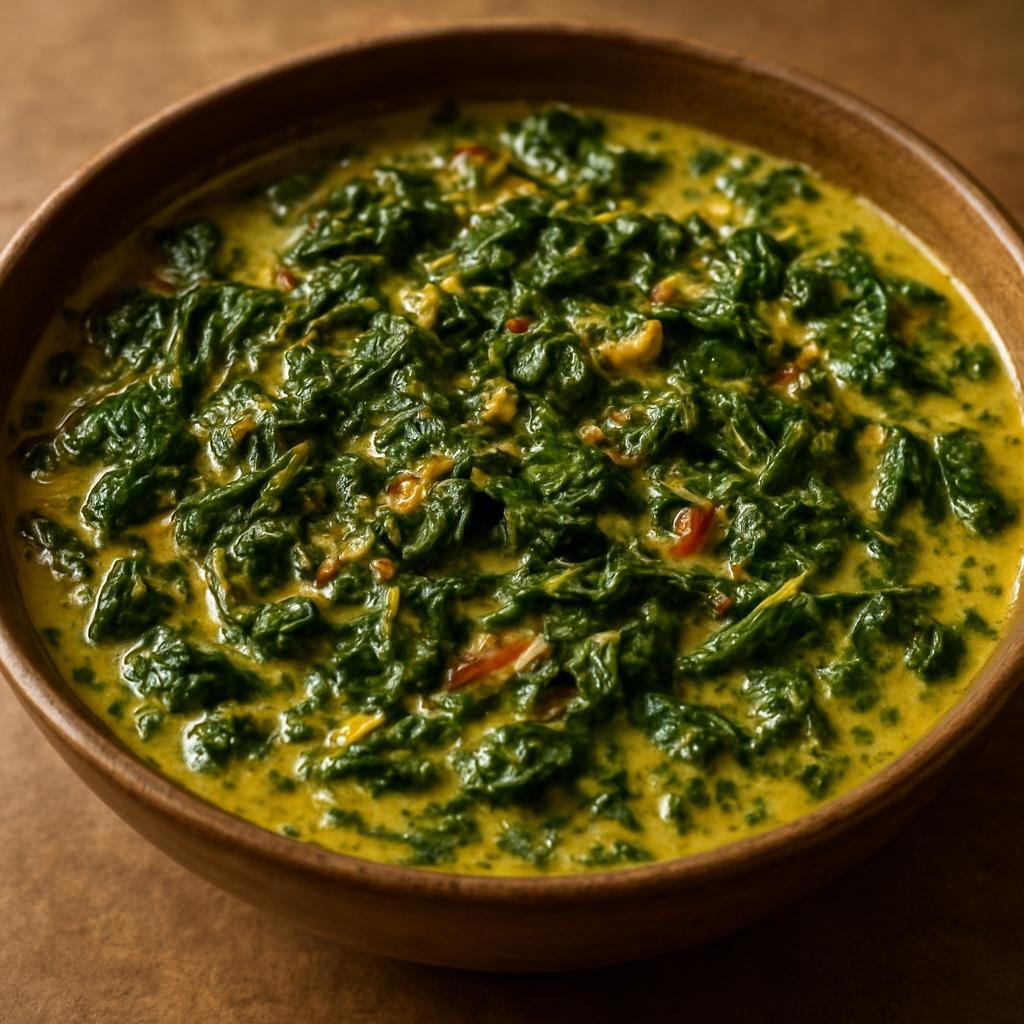 Entree: India – Himachal & Uttarakhand Hills – काफुली ➤ Kafuli (Hearty stewed greens in a spiced yogurt gravy, a traditional Himalayan hill curry) recipe
