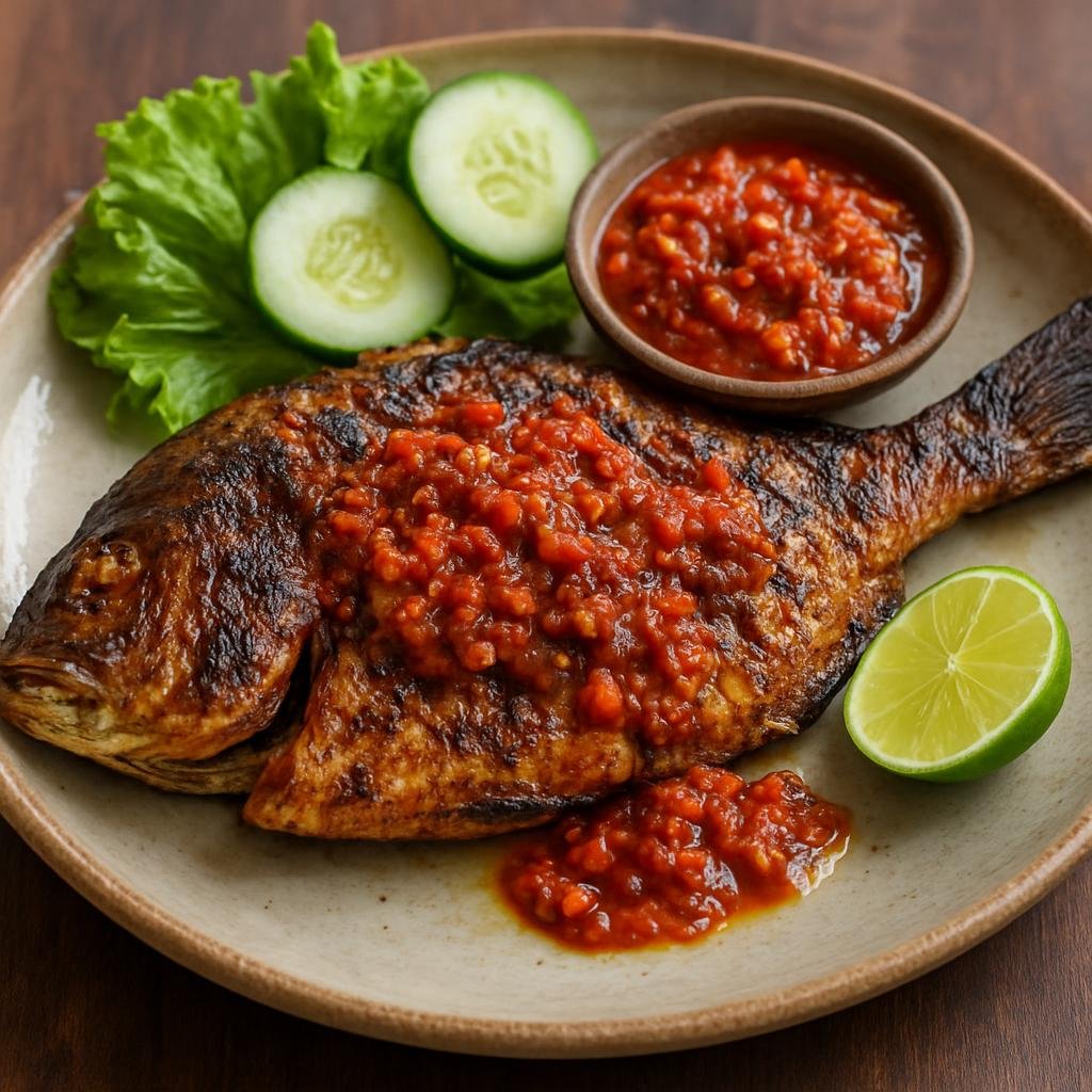 Entree: Indonesia – Lombok – Ikan Bakar Taliwang (Grilled whole fish with a fiery Lombok chili and shrimp-paste sambal) recipe