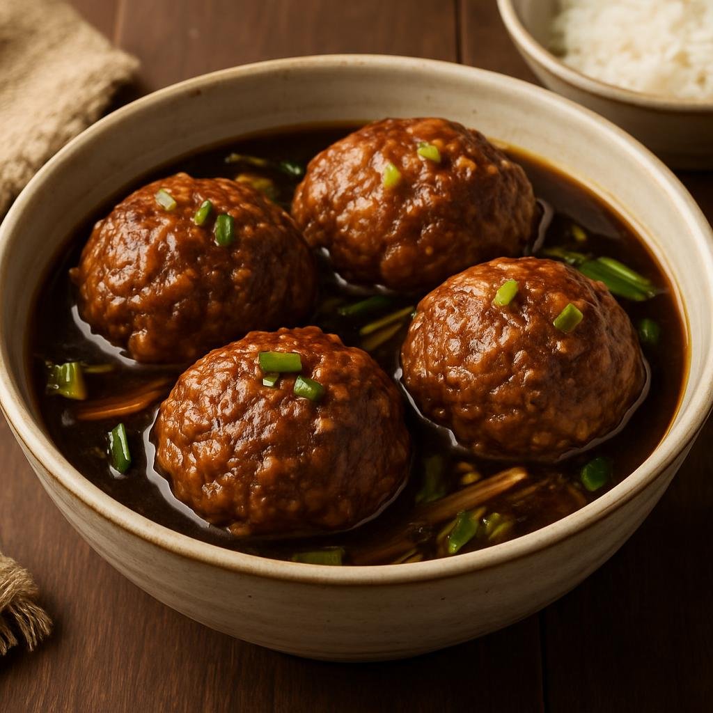 Entree: China – Jiangsu – 狮子头 ➤ Shīzitóu (Large braised pork meatballs cooked in a savory ginger-soy broth) recipe