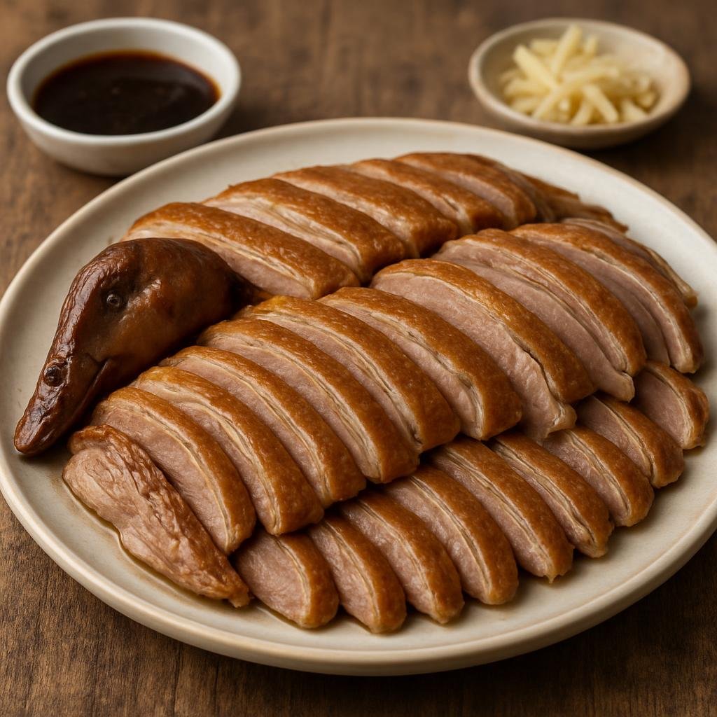 Entree: China – Jiangsu – 南京盐水鸭 ➤ Nánjīng yánshuǐ yā (Spiced, lightly salted and poached whole duck chilled and sliced as a savory cold-cut specialty from Nanjing) recipe