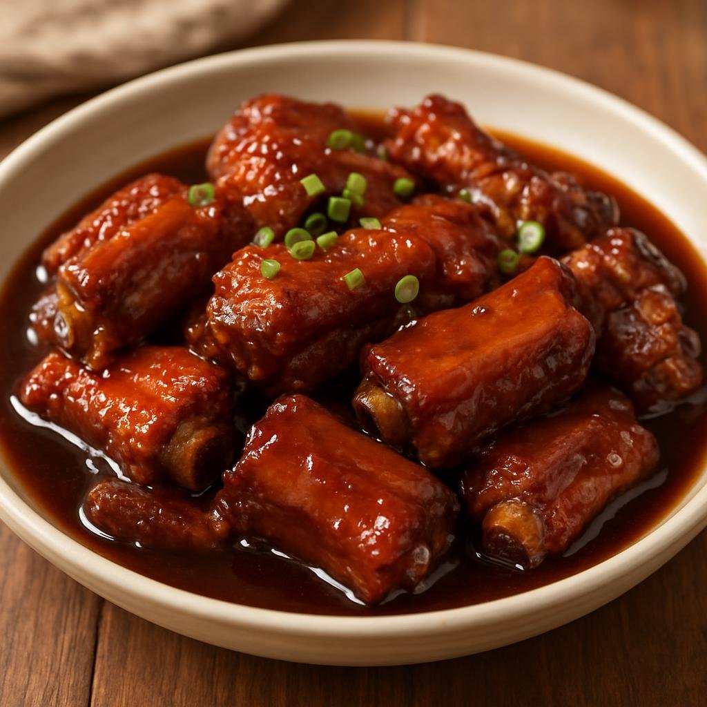 Entree: China – Jiangsu – 无锡排骨 ➤ Wúxī páigǔ (Sweet, soy-braised pork spare ribs from Wuxi, braised until tender and caramelized in a glossy sauce) recipe