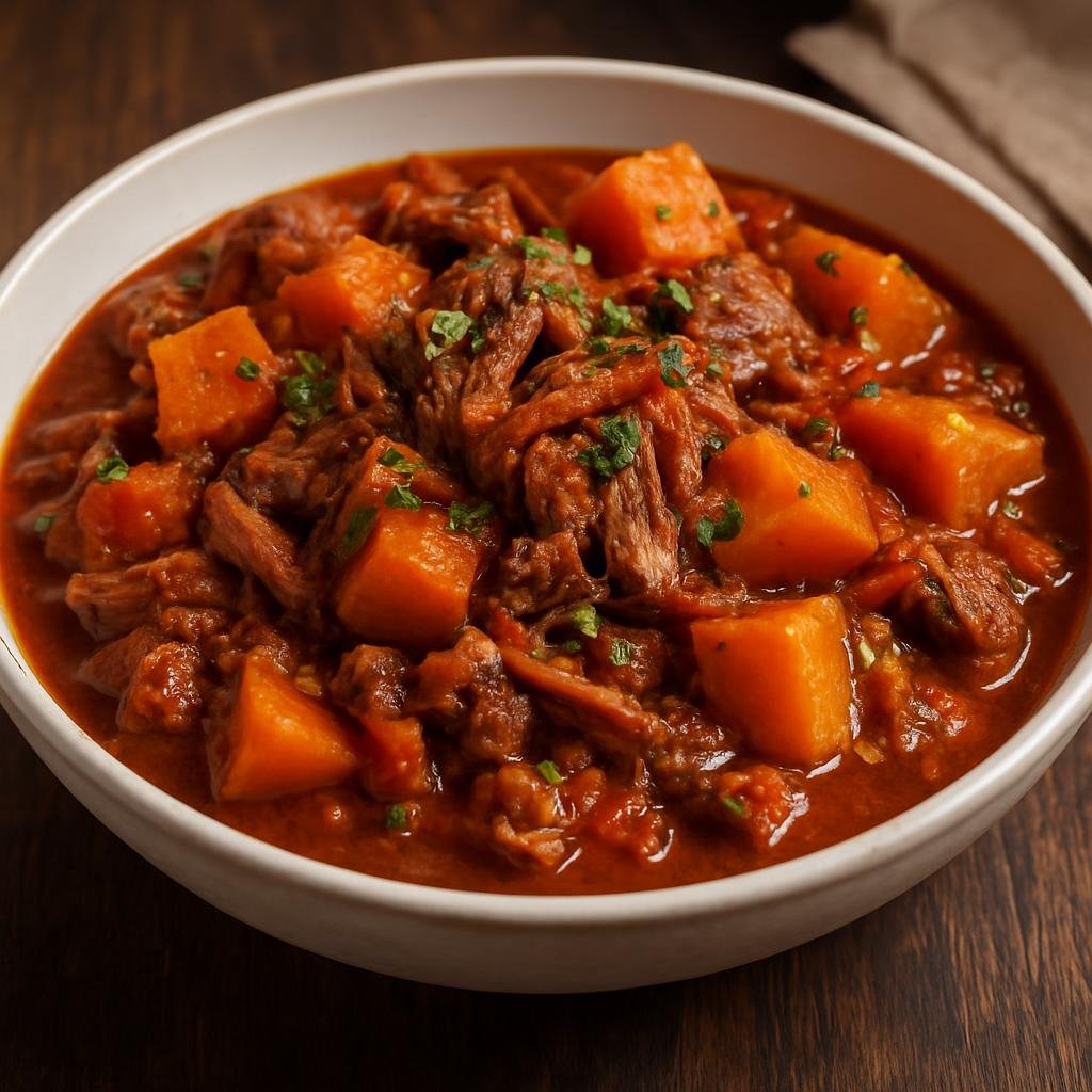Entree: Brazil – Rio de Janeiro – Carne Seca com Abóbora (Dried salted beef stewed with pumpkin in a savory Brazilian ragout) recipe
