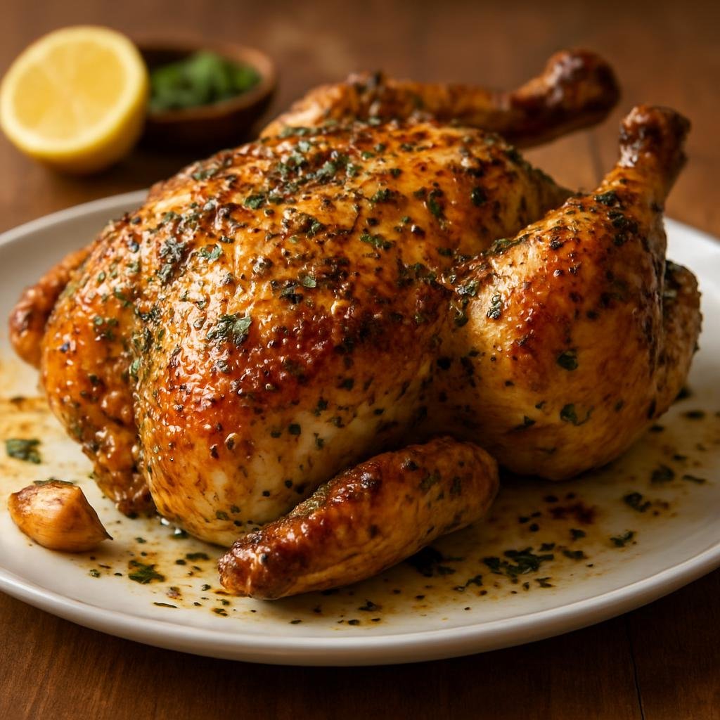 Entree: Brazil – Rio de Janeiro – Galeto Assado (Rio de Janeiro–style roasted young whole chicken marinated with garlic, citrus, and herbs) recipe
