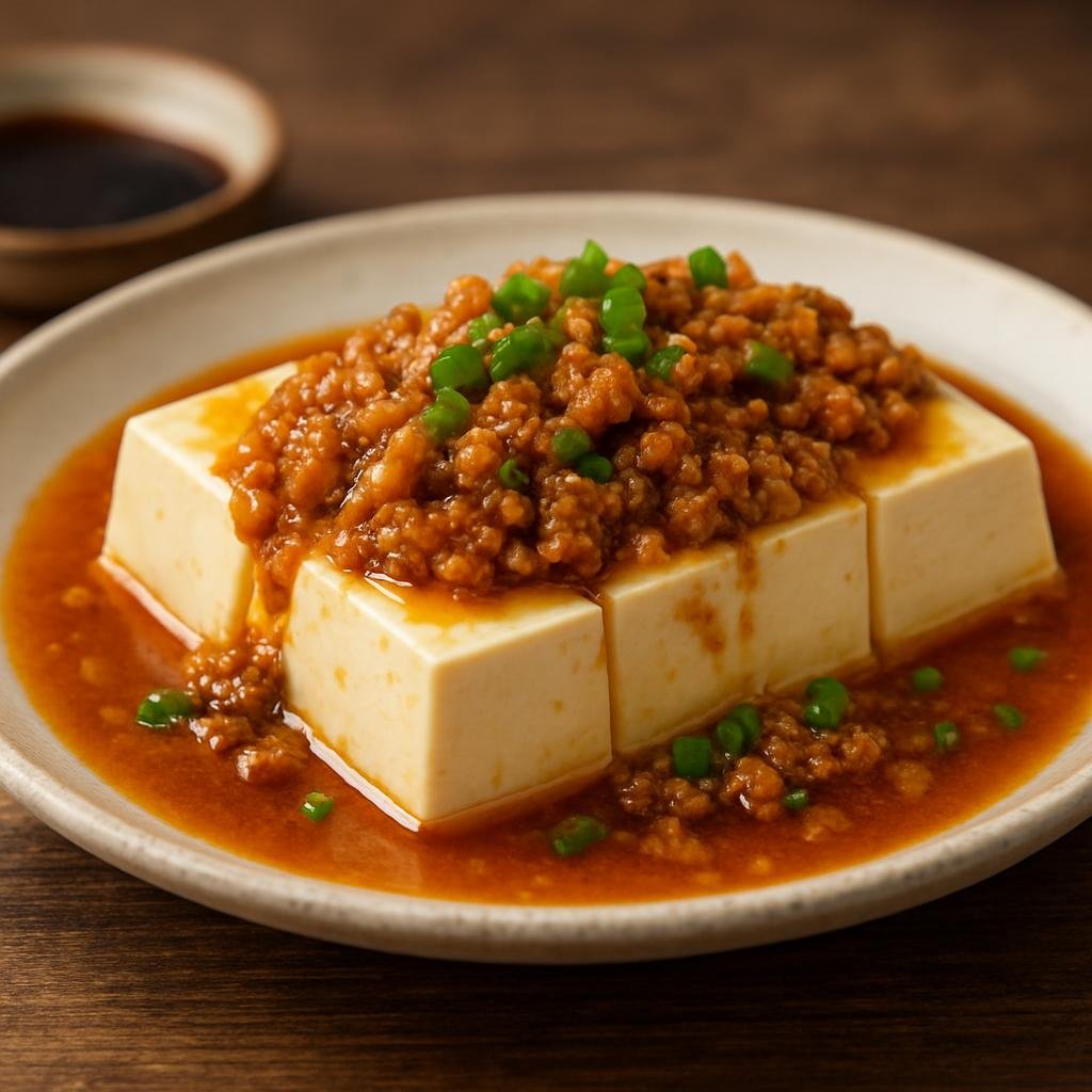 Entree: China – Jiangsu – 蟹黄豆腐 ➤ Xiehuang doufu (Silky tofu finished with a savory crab roe and minced pork sauce) recipe