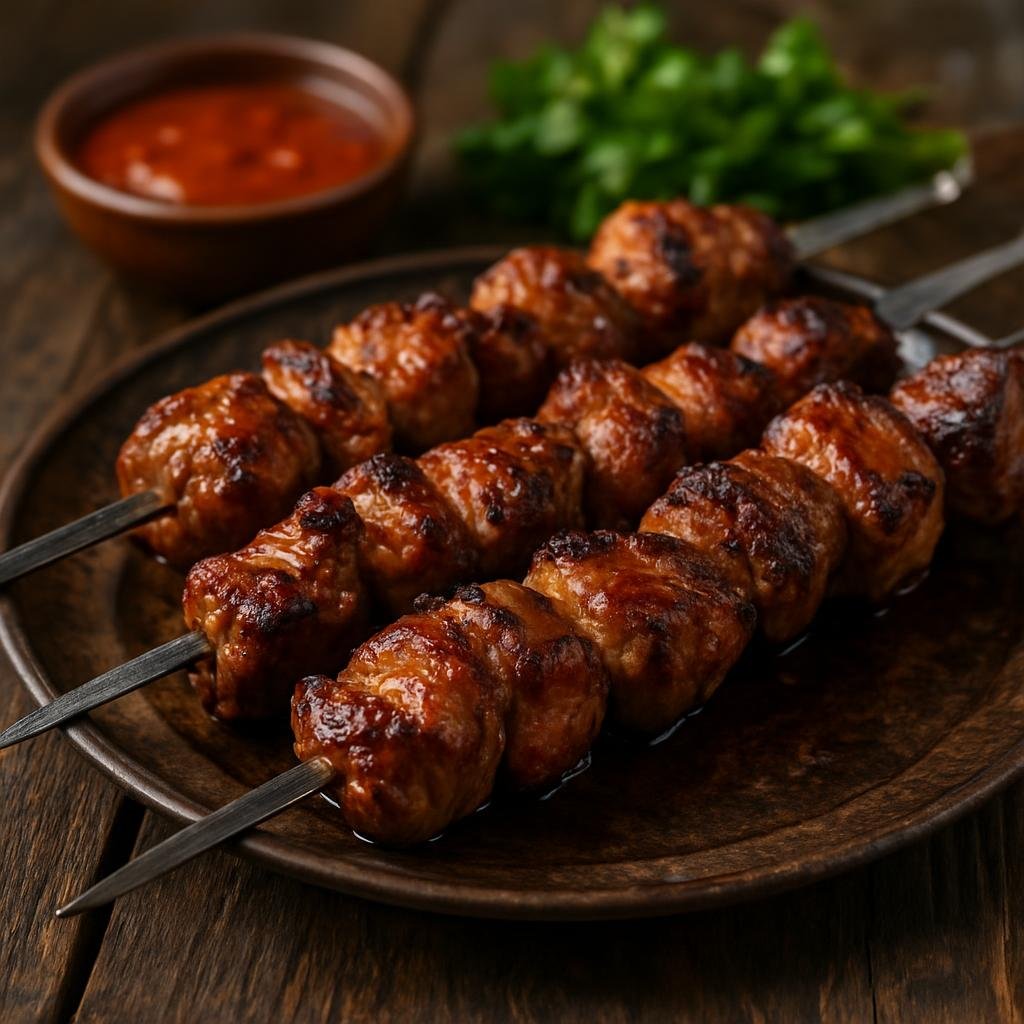 Entree: Russia – Volga Region – Шашлык ➤ Shashlyk (Marinated cubes of meat skewered and grilled over coals for a smoky, charred finish) recipe