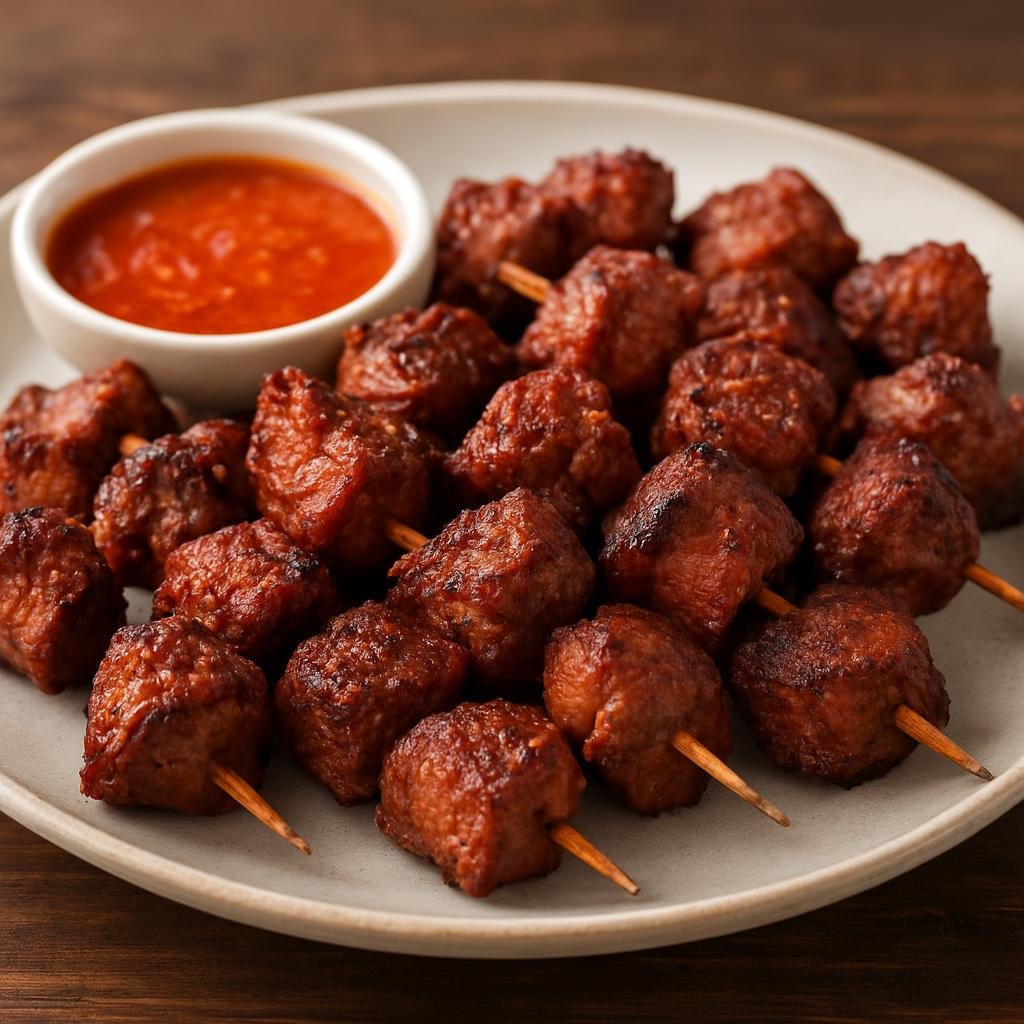 Entree: United States – Great Plains – Chislic (Skewered cubes of seasoned red meat, traditionally fried or grilled and served as a hearty Great Plains meat entree) recipe