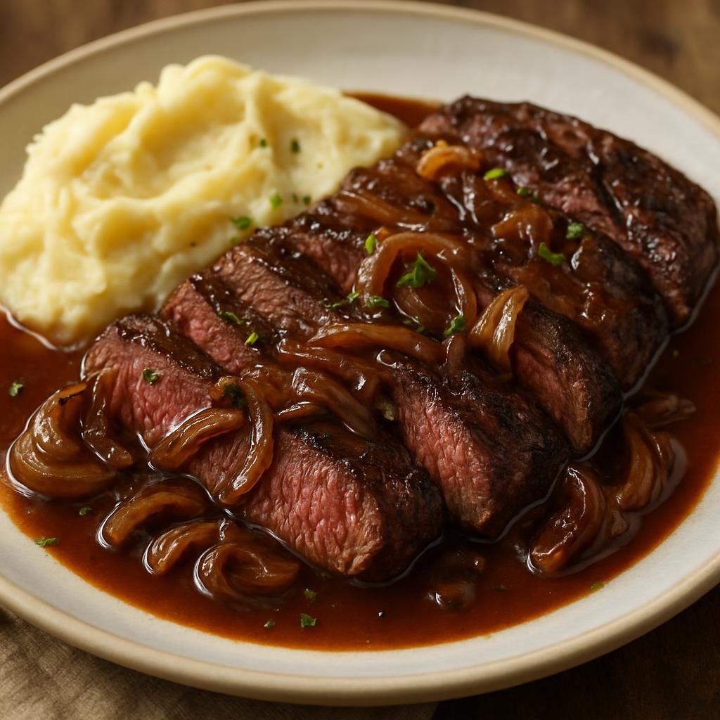 Entree: France – Lorraine – Onglet à l'Échalote (Hanger steak served with a classic shallot and red wine pan sauce) recipe