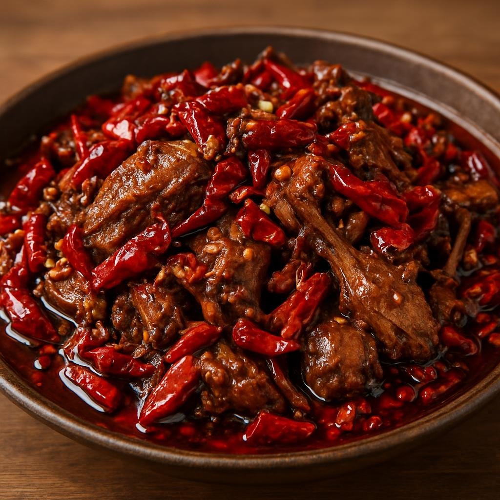 Entree: China – Jiangxi – 江西辣子鸭 ➤ Jiāngxī làzi yā (Spicy stir-fried duck with dried chilies and bold Jiangxi aromatics) recipe
