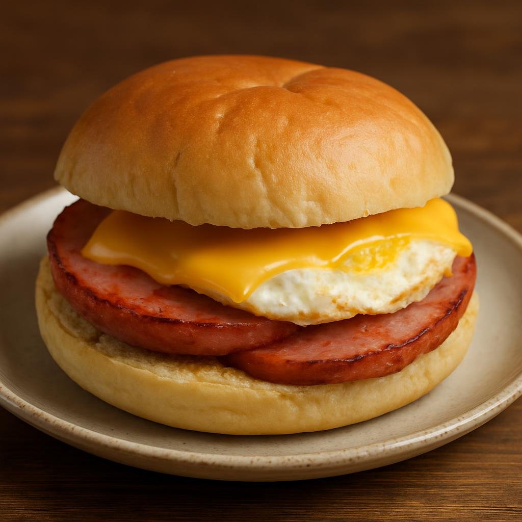 Entree: United States – Mid-Atlantic – Pork Roll Sandwich (Grilled or fried slices of cured pork roll served on a roll often with egg and cheese) recipe