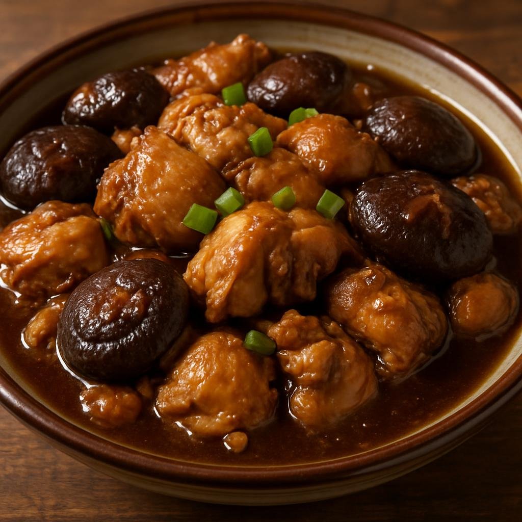 Entree: China – Northeast Dongbei – 香菇炖鸡 ➤ Xiānggū Dùn Jī (Chicken stewed with shiitake mushrooms in a savory broth) recipe