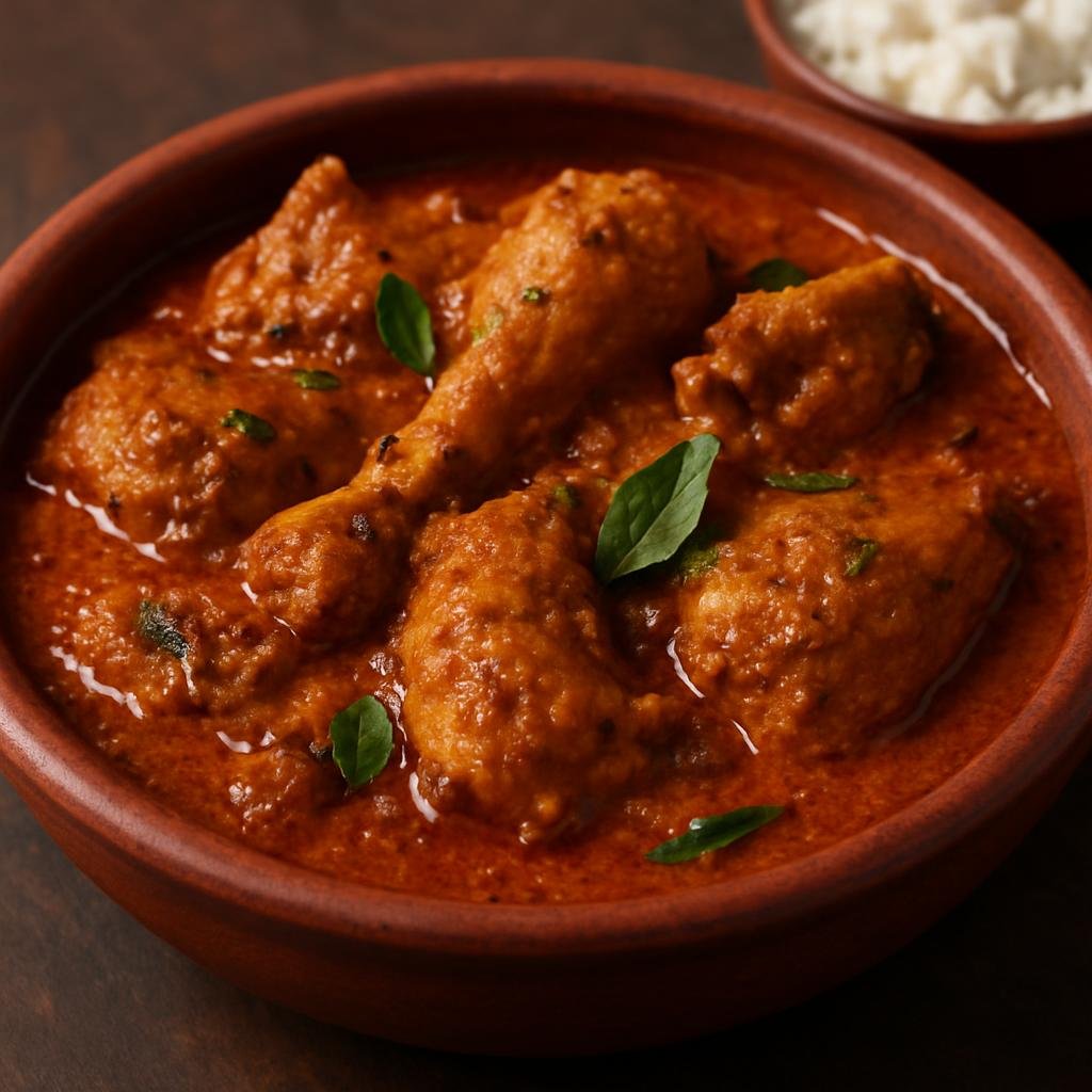 Entree: India – Kerala Malabar – നാടൻ കോഴി കറി ➤ Nāṭan Kōḻi Kari (Traditional Malabar country chicken curry cooked in roasted coconut and spices) recipe