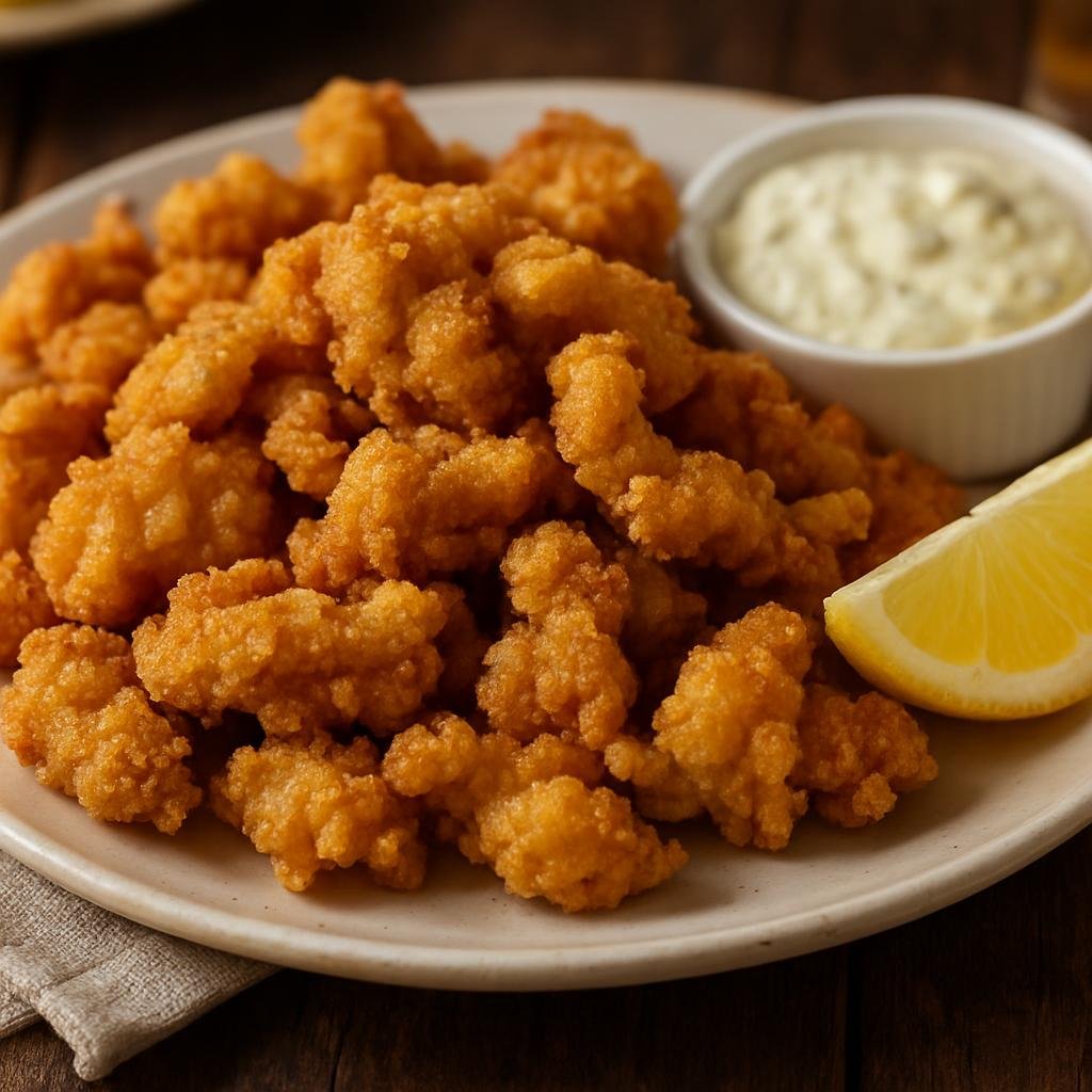 Entree: United States – New England – Fried Clams (Crispy deep-fried whole-bellied clams in a golden cornmeal-and-flour coating) recipe